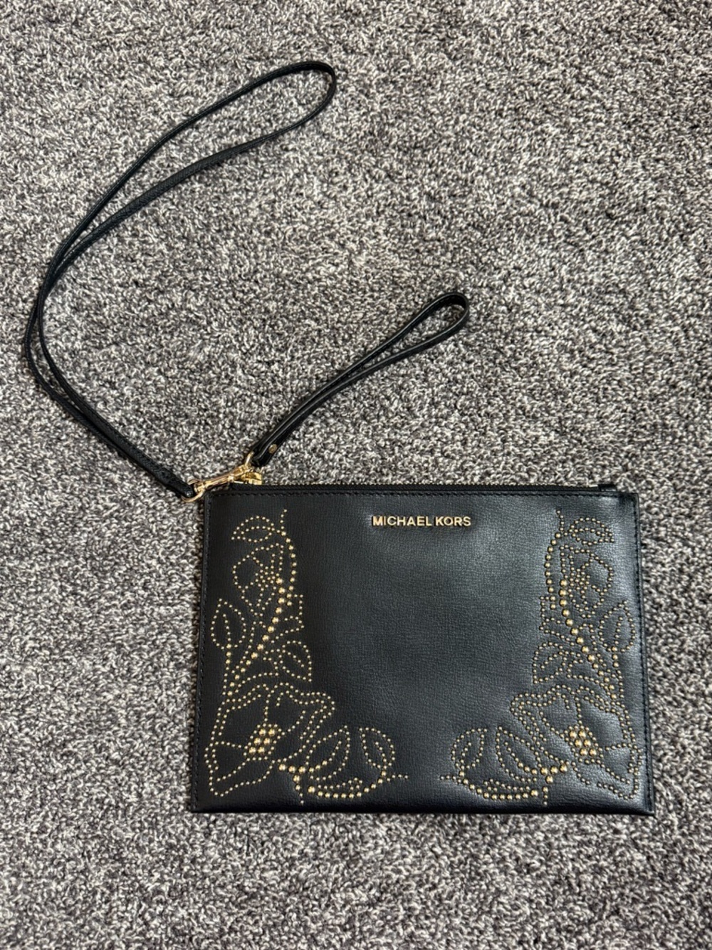 Michael Kors Nouveau Floral Gold Studded Clutch Wristlet
